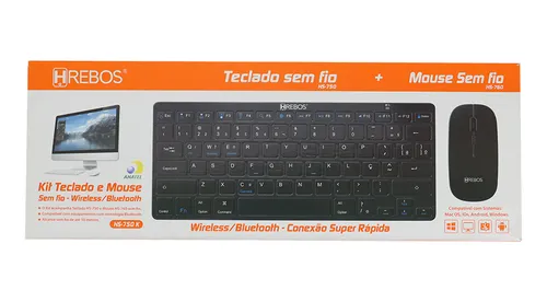 Kit Mouse e Teclado HS-750k 760 760k Sem Fio HREBOS