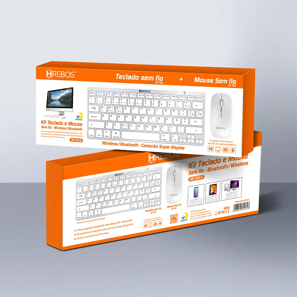 Kit Mouse e Teclado Sem Fio HRebos 750