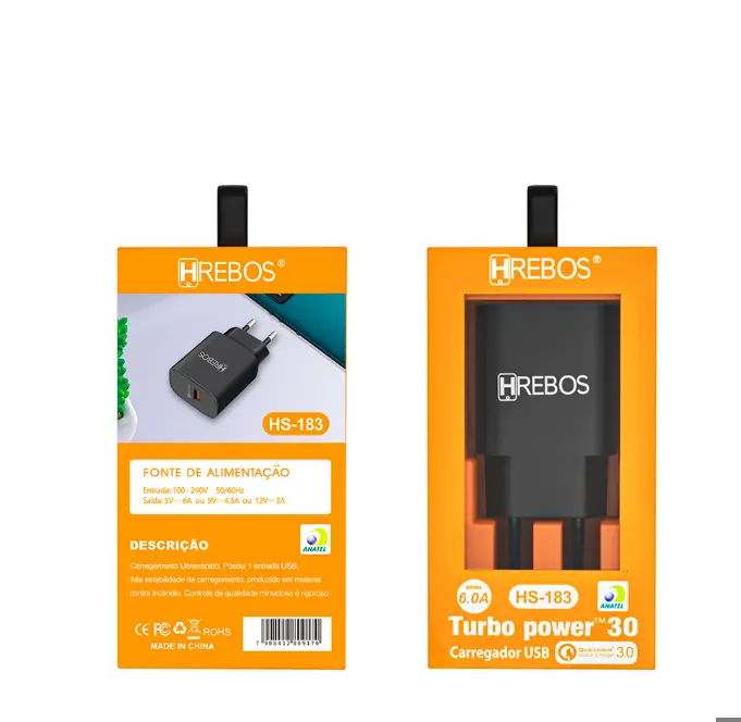 Carregador USB C HRebos 18W HS-183 Turbo