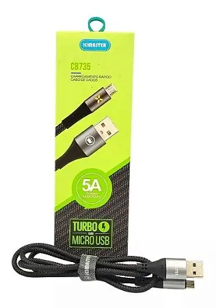 Cabo USB V8 Para USB Kimaster Turbo CB735 1m 5A