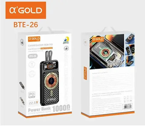 Carregador Portatil Power Bank 10.000mah Sem Fio Wireless A'gold Bte-26